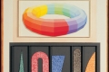 Lucio Del Pezzo, Mazzocco a colori degradanti e forme, pittura acrilica, collage e smalti su cartoncino Arches, cm 76x58