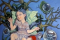 Savina Lombardo, In the light blue, 2010, olio su tela, cm. 80x80