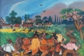Antonio Ligabue, Semina con cavalli, 1953 (III periodo), olio su faesite, cm 43,3x55,2