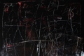 Antonio Zago, Aracne al calar della sera tesse il suo tulle su un paesaggio innevato, olio su tela, cm. 100x100