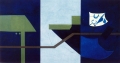Enrico Della Torre, Universo fluviale, 1989, olio su tela (tre telai assemblati), cm. 116x220