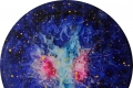 Enrico Magnani, Dark Matter R1-19, 2019, acrilico e pigmento fosforescente su pannello multistrato, diametro cm. 30 - con luce diurna