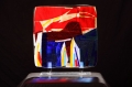 Franco Beraldo, Riflessi di colore Sommerso, piastra policroma in vetro di Murano, cm. 39x39x2,5