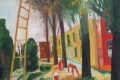 John Bellany, Piazza Pascoli, Barga, 2002, olio su tela, 150x150 cm