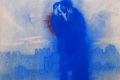 Omar Galliani, Blu Oltremare, 2020, pastello su tavola, cm. 50x50