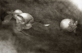 Daniela Savini, Arance e cipolla, 2015, puntasecca su lastra di plexiglas, cm. 20x30 cm, carta Fabriano rosaspina 220 gr, cm. 35x50