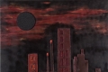 Bob Rontani, Theme from the black city, acrilico, gesso, polyplatte, cm. 100x100