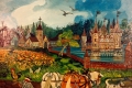 Antonio Ligabue, Ritorno dai campi con castello, 1955-1957, olio su tavola di faesite, 77x93 cm