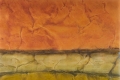 Risonanza: ocra arancio e terra verdastra, 2006, tecnica mista su carta, cm. 51x52