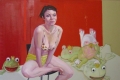 Sonia Ceccotti, L'attesa, olio su tela, cm. 100x100