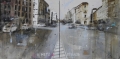 Alfredo Pini, A metà strada, dittico, 2016, olio su tela, cm. 100x200 