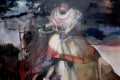 Chiara Calore, DAMA e cavallo, 2021, olio su tela, 200 x 200 cm. Courtesy l'artista e Galleria Giovanni Bonelli 