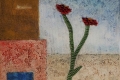 Giuseppe Cacciatore, Desert Flowes, 2021, stucco edile, inserti di cartone, materiale vario, acrilico su tela, 50x50 cm
