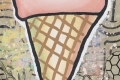 Donald Baechler, Cone, 2013, gesso, flashe e collage su carta, cm. 65x52