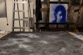Eleonora Monguzzi, lavorazione delle opere della serie Whiteout, 2022, grafite e polvere di marmo su carta grezza, 100x70cm, atelier di Omar Galliani