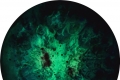 Enrico Magnani, Dark Matter R1-19, 2019, acrilico e pigmento fosforescente su pannello multistrato, diametro cm. 30 - in assenza di luce