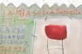 Fiorella Bologna, La sedia rossa, 2001, tecnica mista su tavola, cm. 100x100