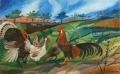 Ligabue,Gallo con tacchino, galline e paesaggio agreste, 1941-42, olio su tavola, cm 46x74, courtesy of Galleria Centro Steccata