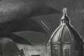 Stefano Grasselli, Grande cupola insidiata, incisione a puntasecca e acquatinta.