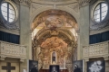 Veduta della mostra Ab umbra lumen - Galliani incontra Bibiena, Piccolo Museo della Poesia Chiesa di San Cristoforo, Piacenza, 2022. Ph. Carlo Vannini
