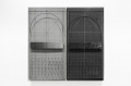 Walter Valentini, La stanza del tempo XIII A-B (dittico), 1981, mista su tavola, cm. 90x90