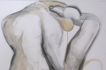 Maria Pellini, Il peso del tempo, 2012, caff e carboncino su tela, cm. 100x100
